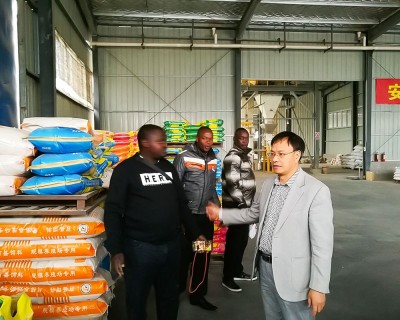 I clienti africani visitano l'atelier di produzione di mangimi per suini di Parkson